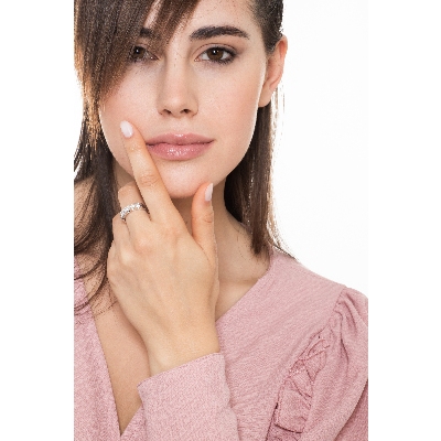 Anello Veretta a 5 pietre in Oro bianco 18k con diamanti ct. 1,20