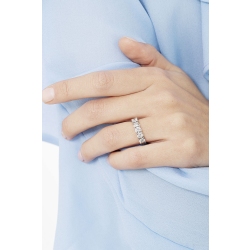 Anello Veretta a 5 pietre in Oro bianco 18k con diamanti ct. 1,30 2