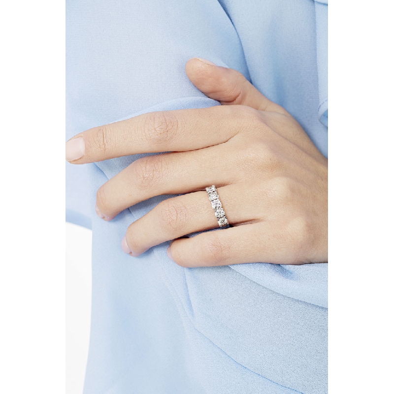 Anello Veretta a 5 pietre in Oro bianco 18k con diamanti ct. 1,30