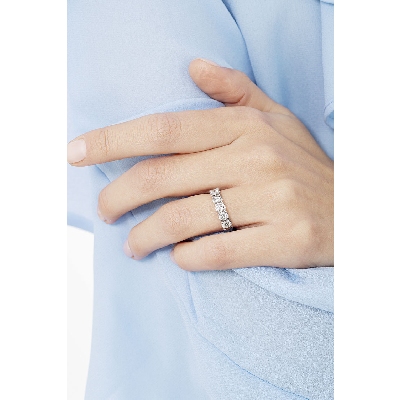 Anello Veretta a 5 pietre in Oro bianco 18k con diamanti ct. 1,30