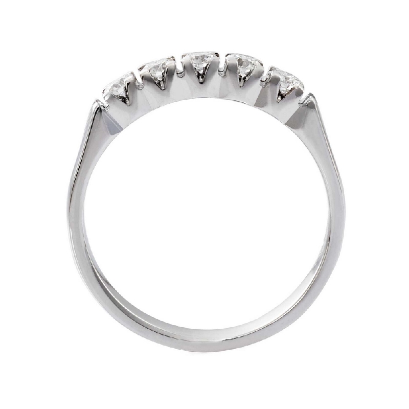 Half eternity ring 5 diamonds in white gold 18k 