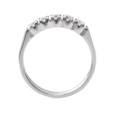 Half eternity ring 5 diamonds in white gold 18k 