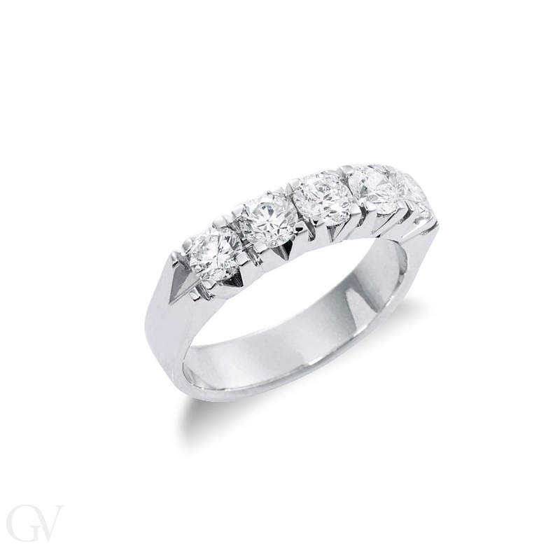 5 diamonds half eternity ring in white gold 18k 