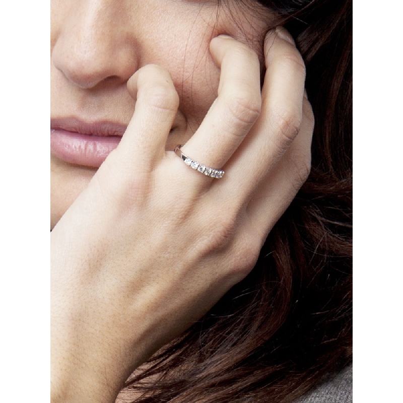 7 diamonds half eternity ring white gold 18k ct 0,35 ct