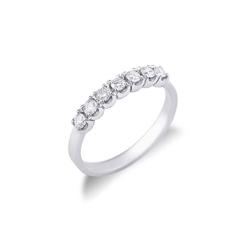 7 diamonds half eternity ring white gold 18k ct 0,35 ct