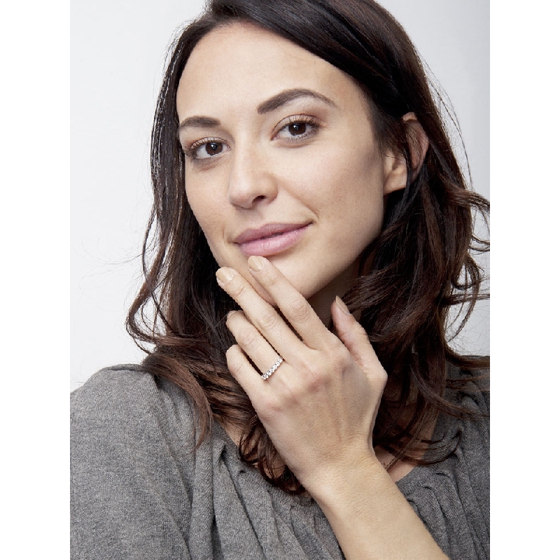 7 diamonds half eternity ring white gold 18k 0,42 ct