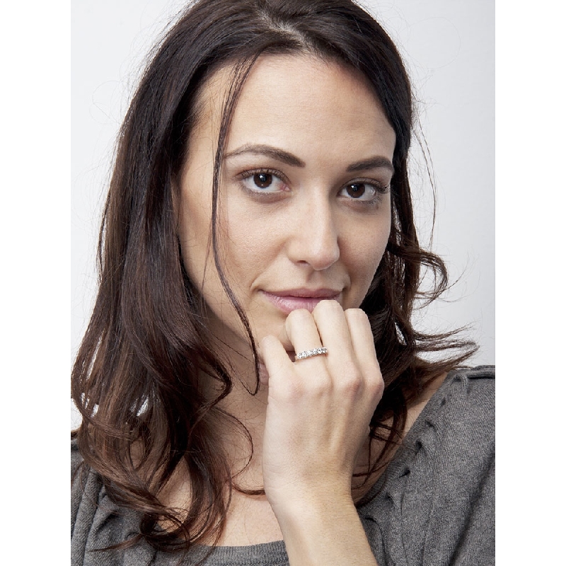 Half eternity ring 7 diamonds in white gold 18k 0,70 ct