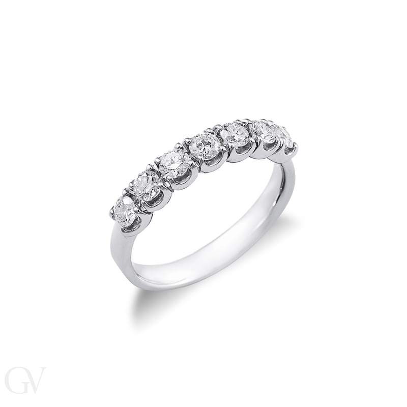 Half eternity ring 7 diamonds in white gold 18k 0,70 ct