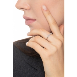 Anello Veretta a 9 pietre in Oro bianco 18k con Diamanti ct. 0,15 2