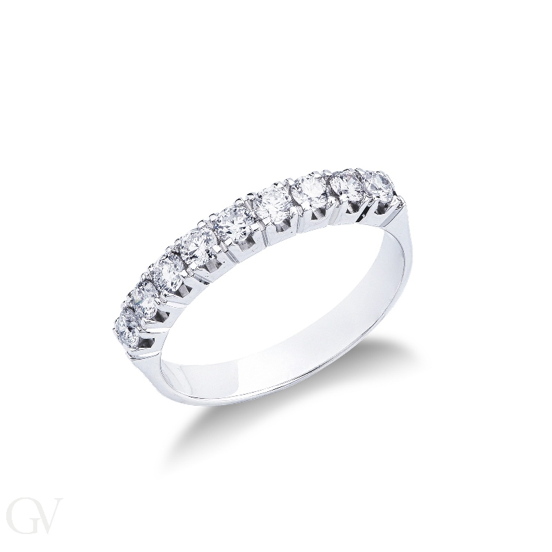 9 diamonds half eternity ring in white gold ct 0,60 