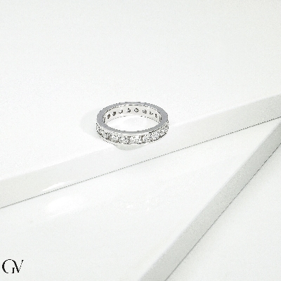 Eternity ring in white gold 18k with diamonds, ct 0.10