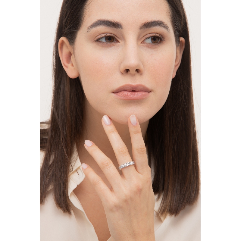 Eternity ring in white gold 18k with diamonds, ct 0.10