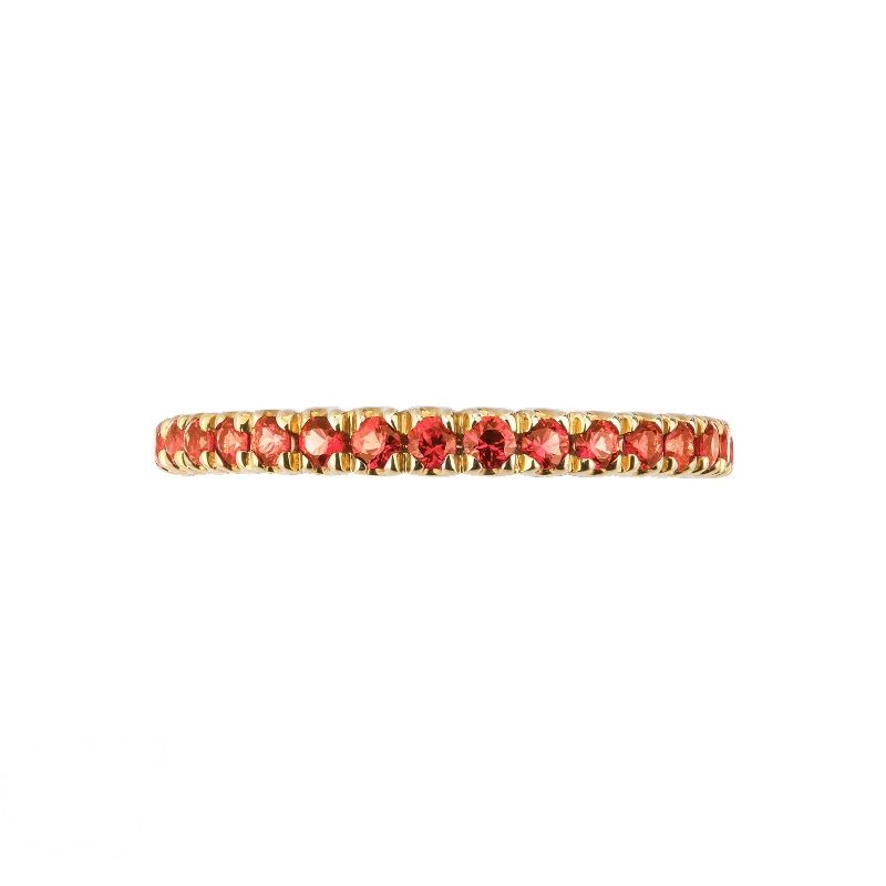 Yellow gold 18k eternity ring with orange sapphires 