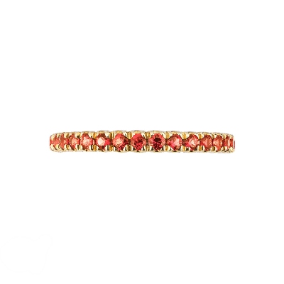 Yellow gold 18k eternity ring with orange sapphires 