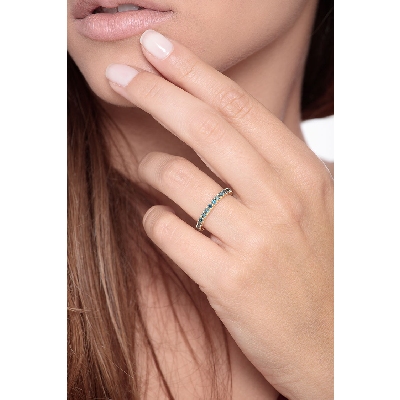 Eternity with blue diamonds in yellow gold 18k