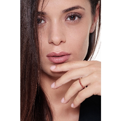 Eternity ring with orange sapphires in yellow gold 18k