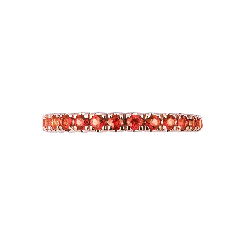 Rosé gold 18k eternity ring with orange sapphires 