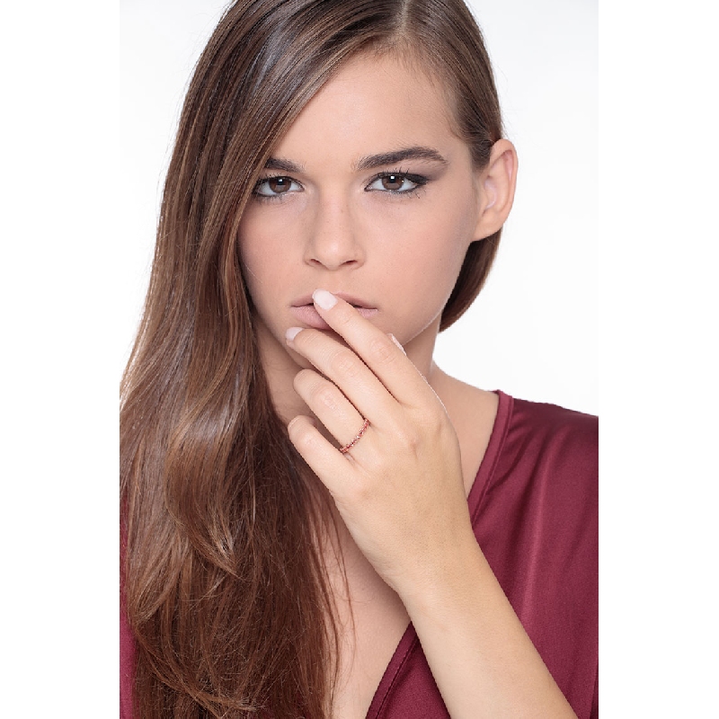 Rosé gold 18k eternity ring with orange sapphires 