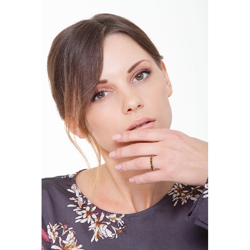 Yellow gold 18k eternity ring with cognac diamonds 