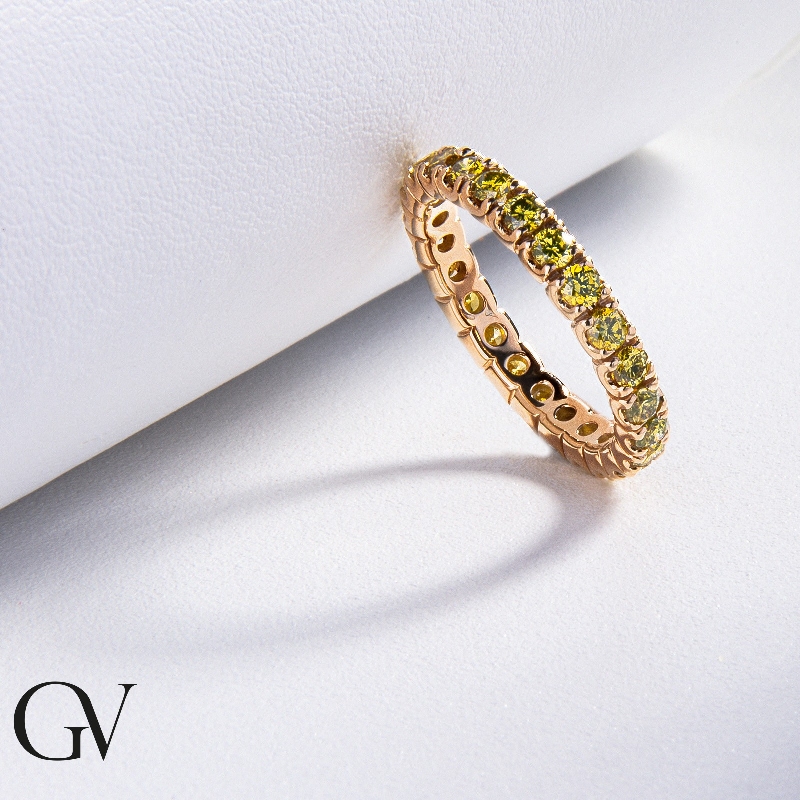 18k yellow gold eternity ring with yellow diamonds 