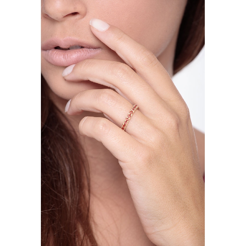 18k yellow gold eternity ring with orange sapphires 
