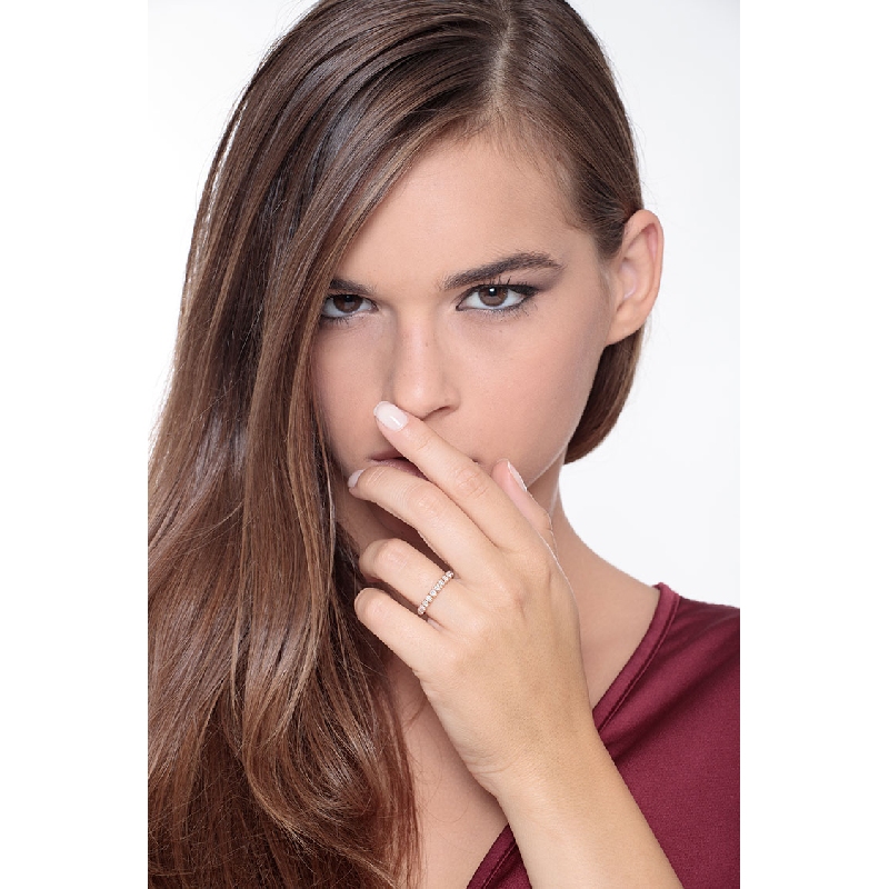 Anello Eternity a griffe in Oro Rosa 18k e Diamanti