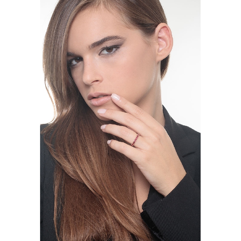 18k rosé gold eternity ring with rubies 