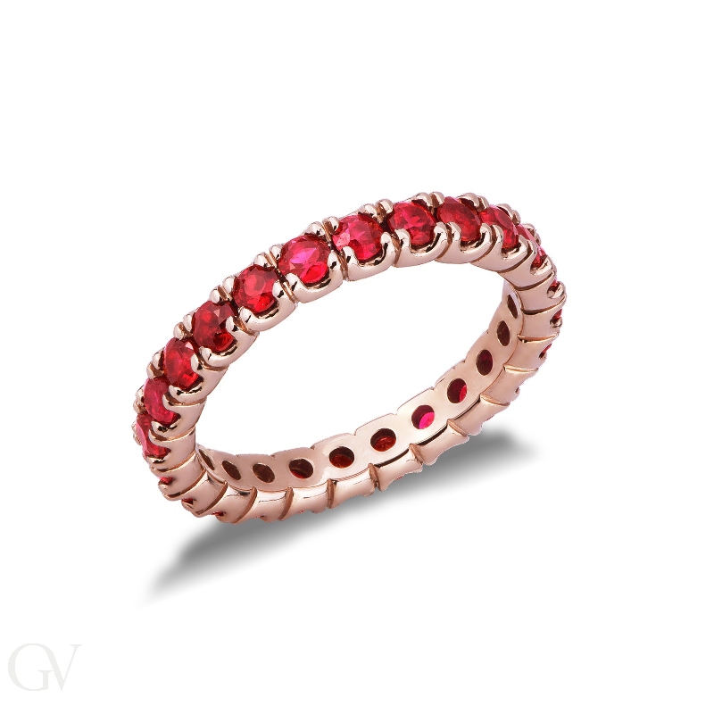 18k rosé gold eternity ring with rubies 