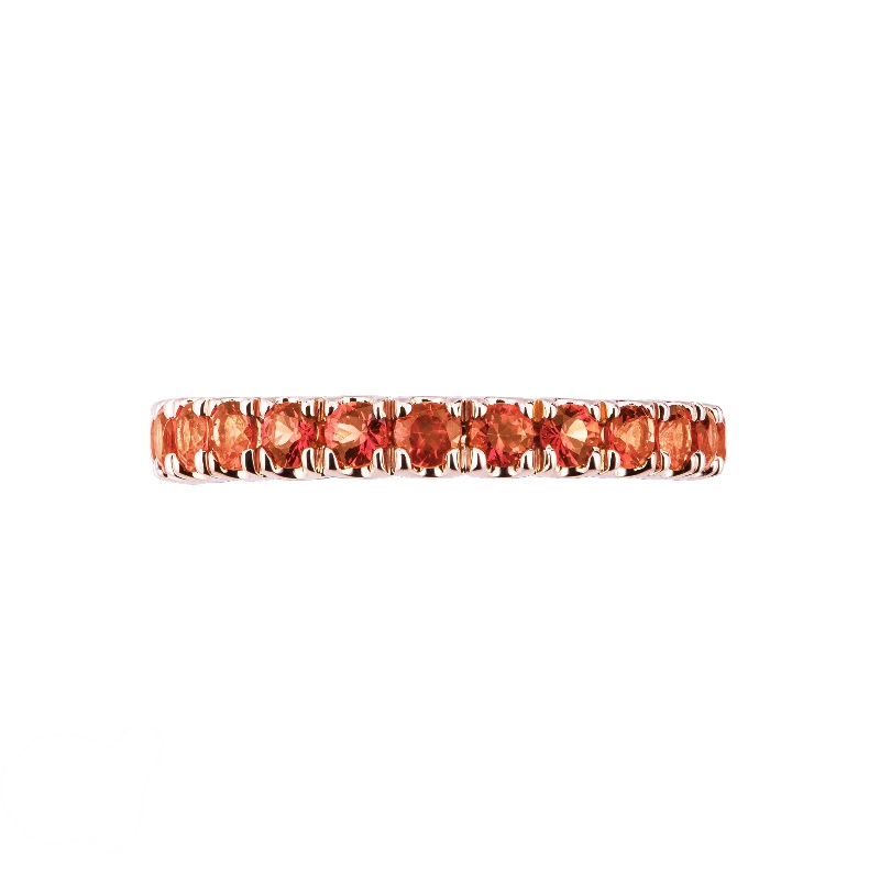 18k rosé gold eternity ring with orange sapphires 