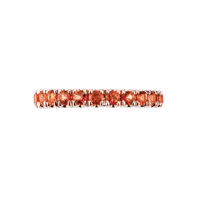 18k rosé gold eternity ring with orange sapphires 