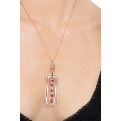 18k rose gold necklace with fancy pendant with diamonds and rubies 2