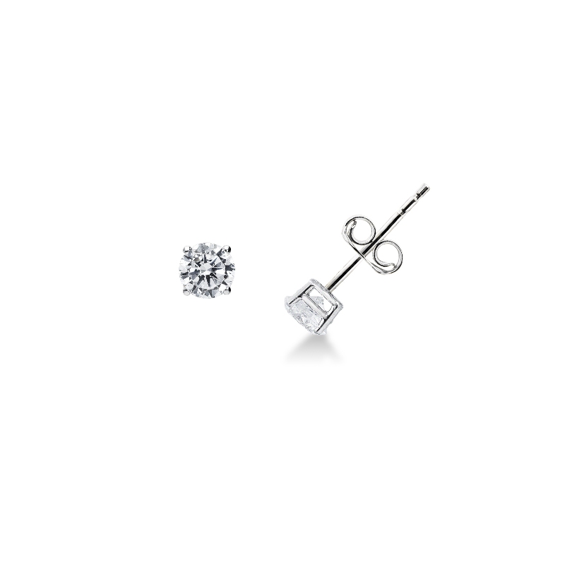 4 prongs zircon earrings in white gold 18k