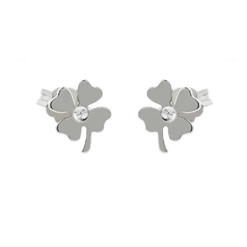 18k white gold quatrefoil stud earrings