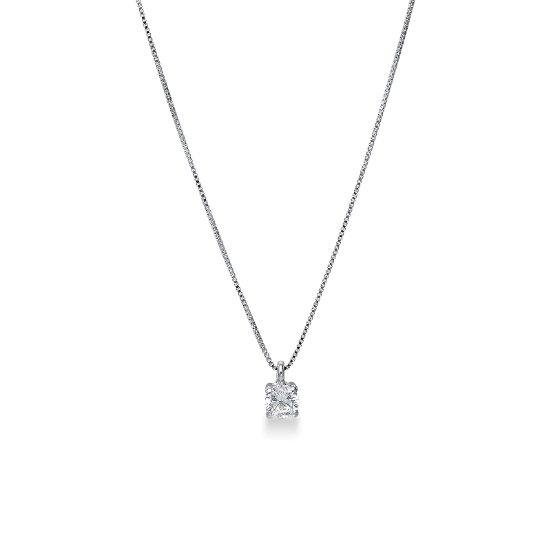 18k white gold necklace with zircon, venetian style necklace