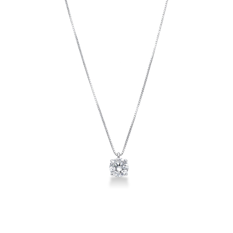 18k white gold venetian necklace with zircon pendant