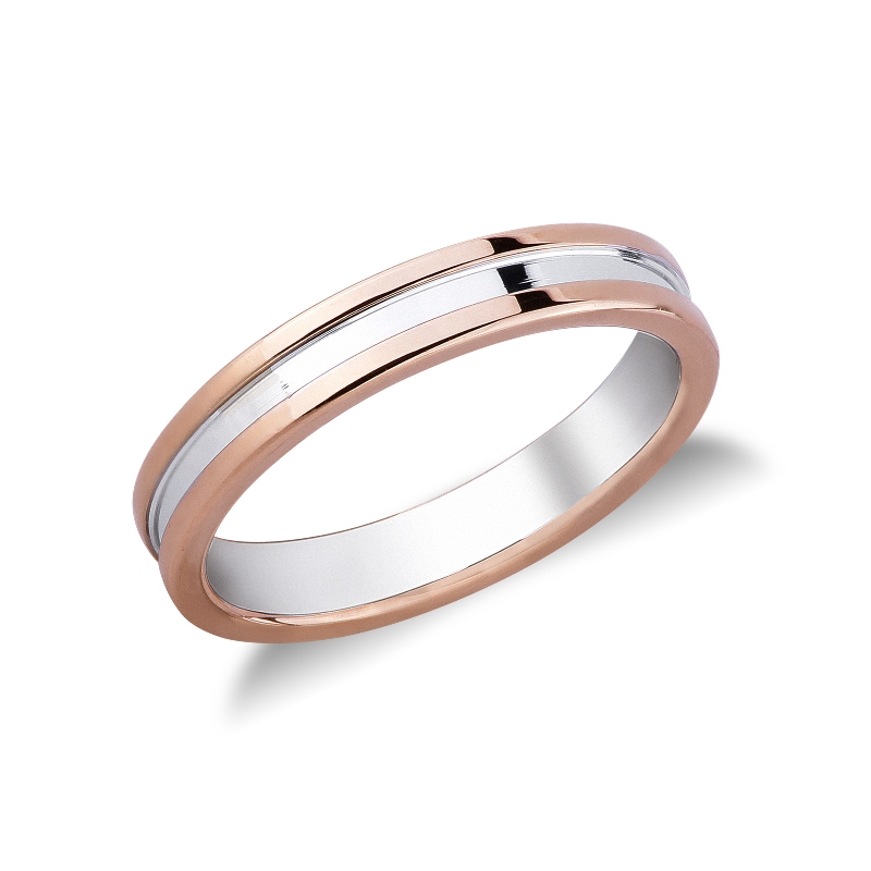 18k white and rose gold wedding band