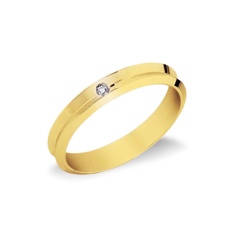 Unoaerre Corona wedding band with diamond in yellow gold 18k 