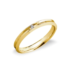 Unoaerre Corona wedding ring with diamond in 18k yellow gold 