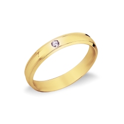 Yellow gold 18k wedding ring with diamonds Orion model 