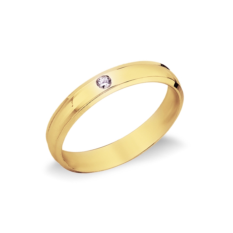 Yellow gold 18k wedding ring with diamonds Orion model 