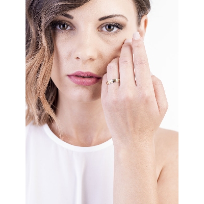 Yellow and white gold 18k wedding ring Unoaerre Andromeda with diamond 