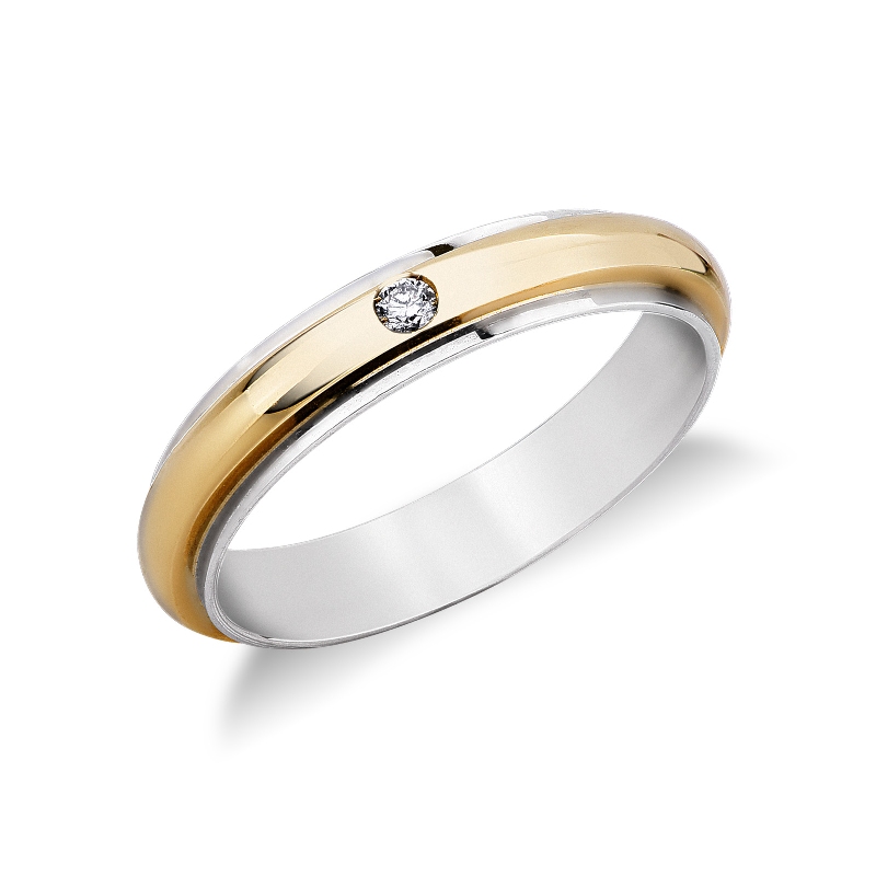 Yellow and white gold 18k wedding ring Unoaerre Andromeda with diamond 