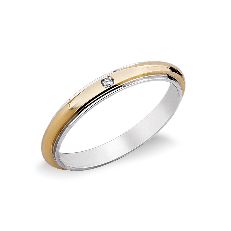 Wedding ring Unoaerre Andromeda in white and yellow gold 18k with diamond 