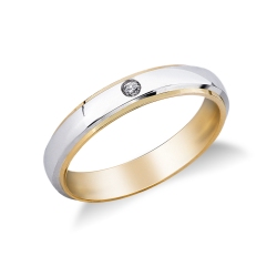 White and yellow gold 18k Unoaerre wedding band Cassiopea with diamond 
