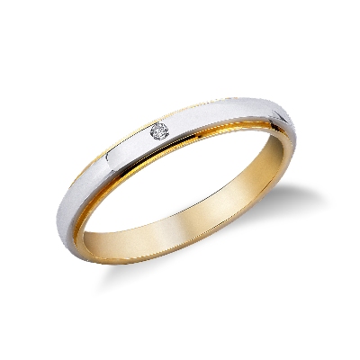 Unoaerre Cassiopea wedding ring with diamond in white and yellow gold 18k