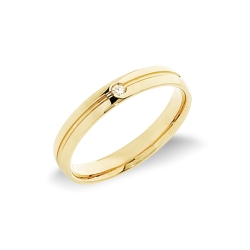 Yellow gold 18k Unoaerre wedding ring Lyra with diamond 