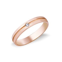 Rose gold 18k Unoaerre wedding ring Lyra with diamond 