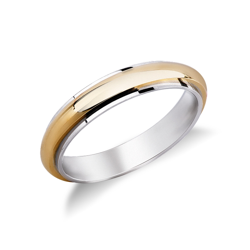 White and yellow gold 18k wedding ring Unoaerre Andromeda 