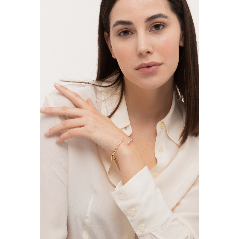Bracciale Regolabile Moda Placcato Oro 18K Con Fiore E Perle Di Giada Sintetica, Edgda