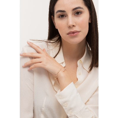 18k rose gold semirigid bracelet with diamonds